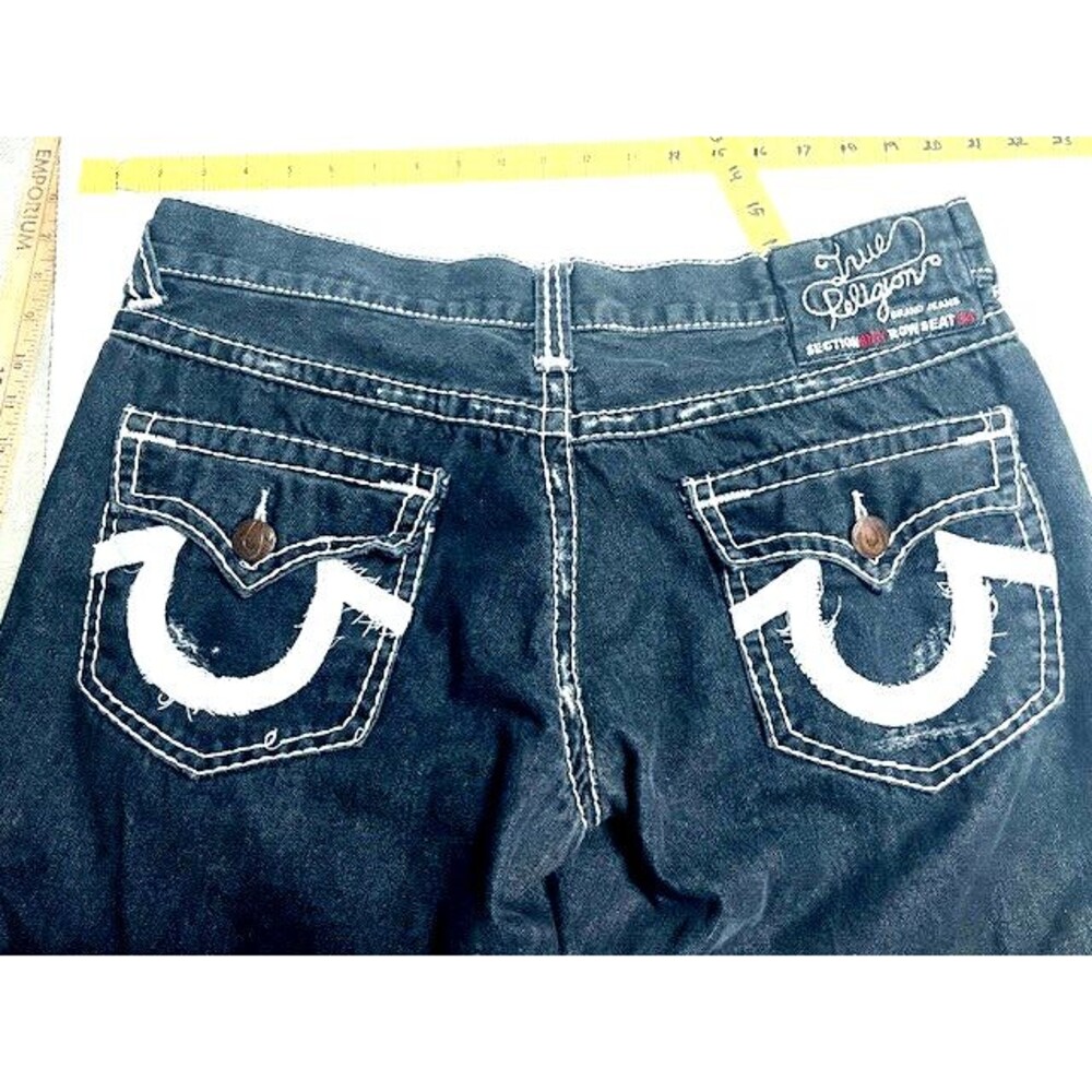 True Religion Billy Super T Straight Jeans Sz 40 Fits 38x31.5 Black Button Fly